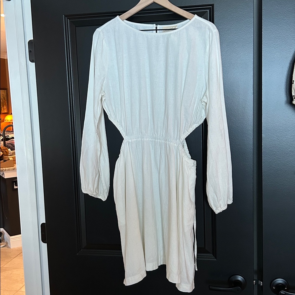 NWT Women's Balloon Long Sleeve Mini A-Line Dress Universal Thread cream XL